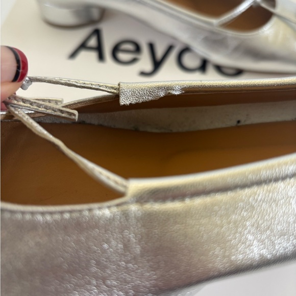 Aeyde silver leather ballet low heel shoes size 41 - Picture 6 of 7